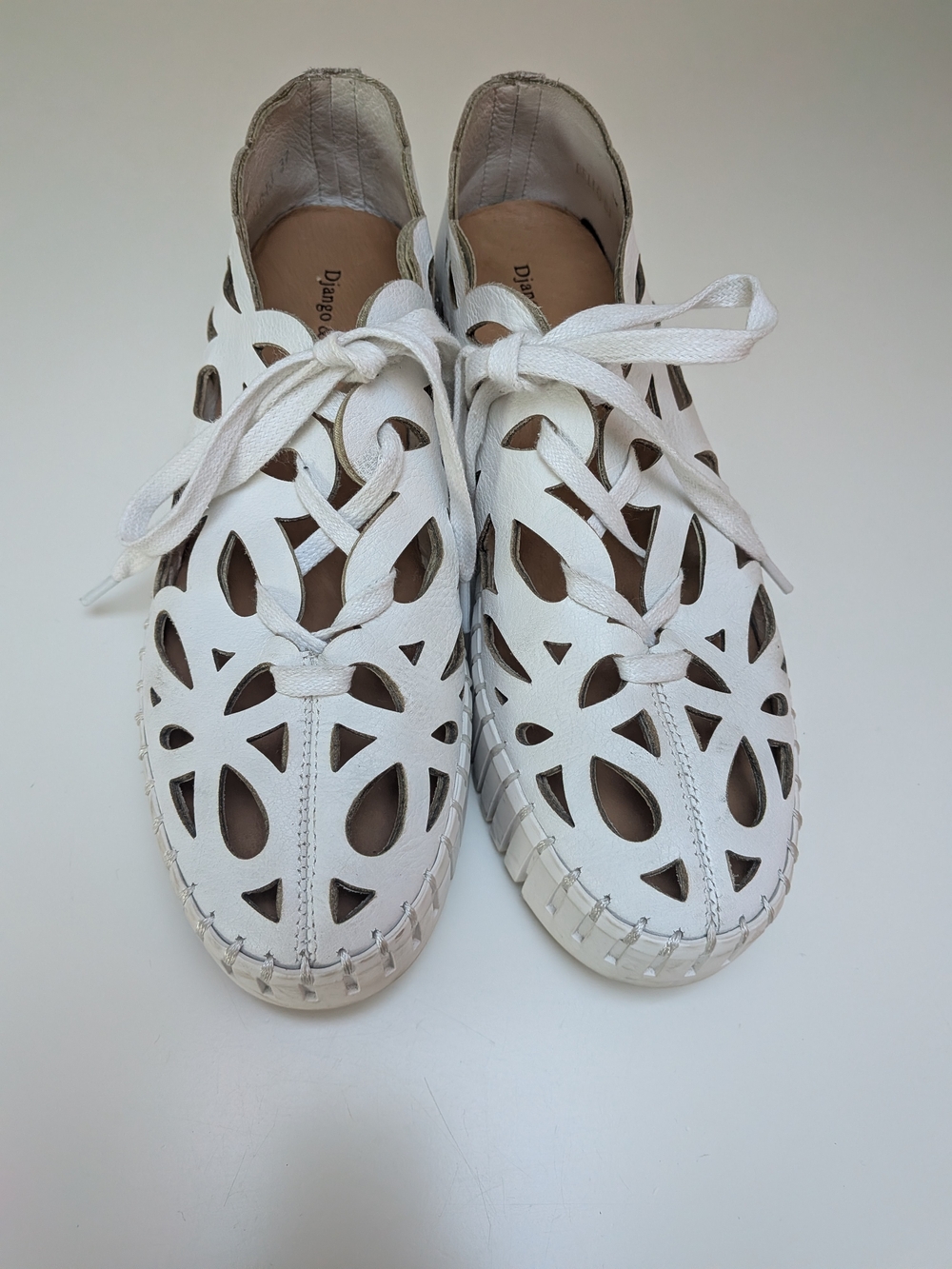 White Cutout Lace-Up Women's Shoes -